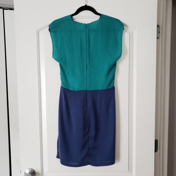 Heed Navy and Turquoise Colorblock Dress - Picture 2 of 4